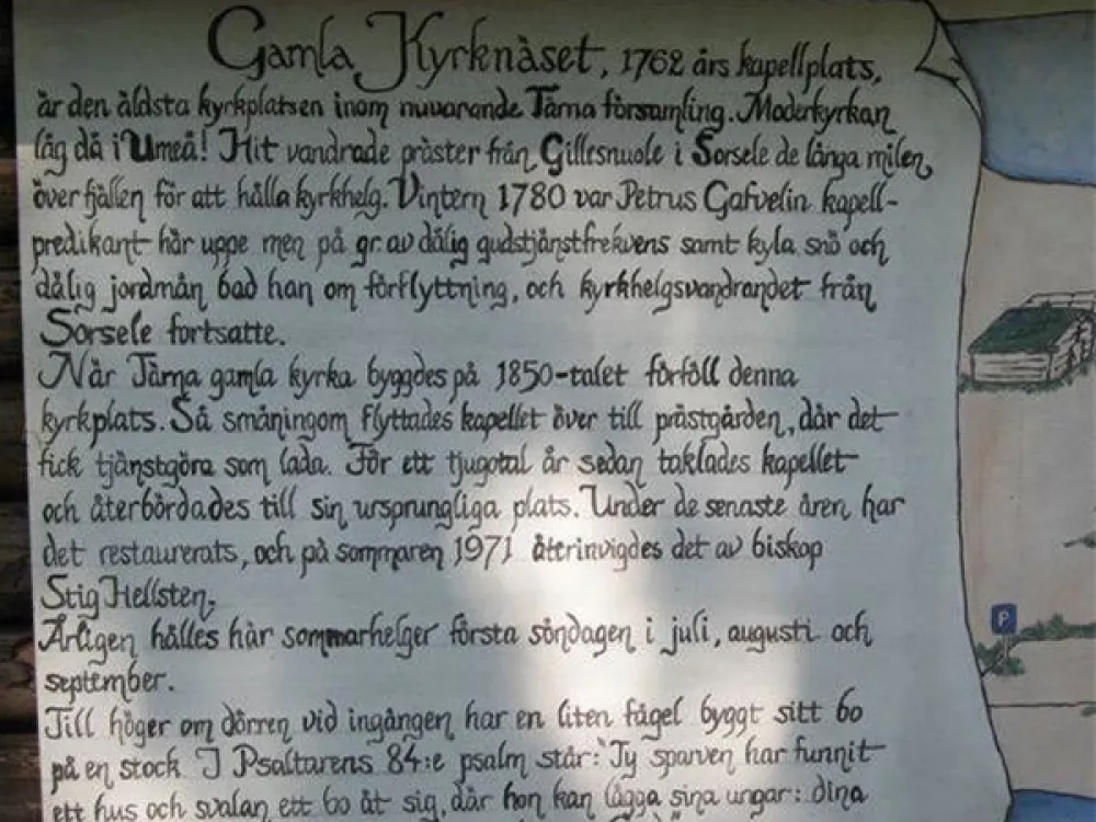 Informationstavla vid Gamla Kyrknäset