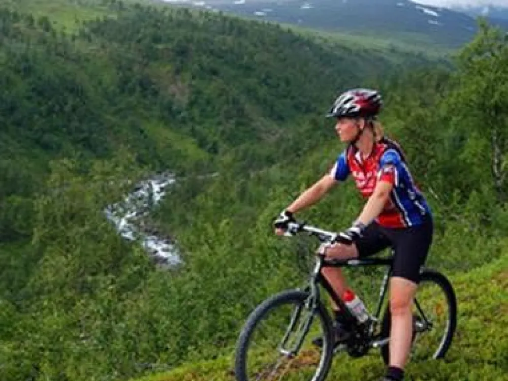 På cykel med vy mot Syterbäcken