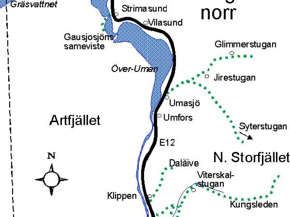 E12, Blå vägen norrut