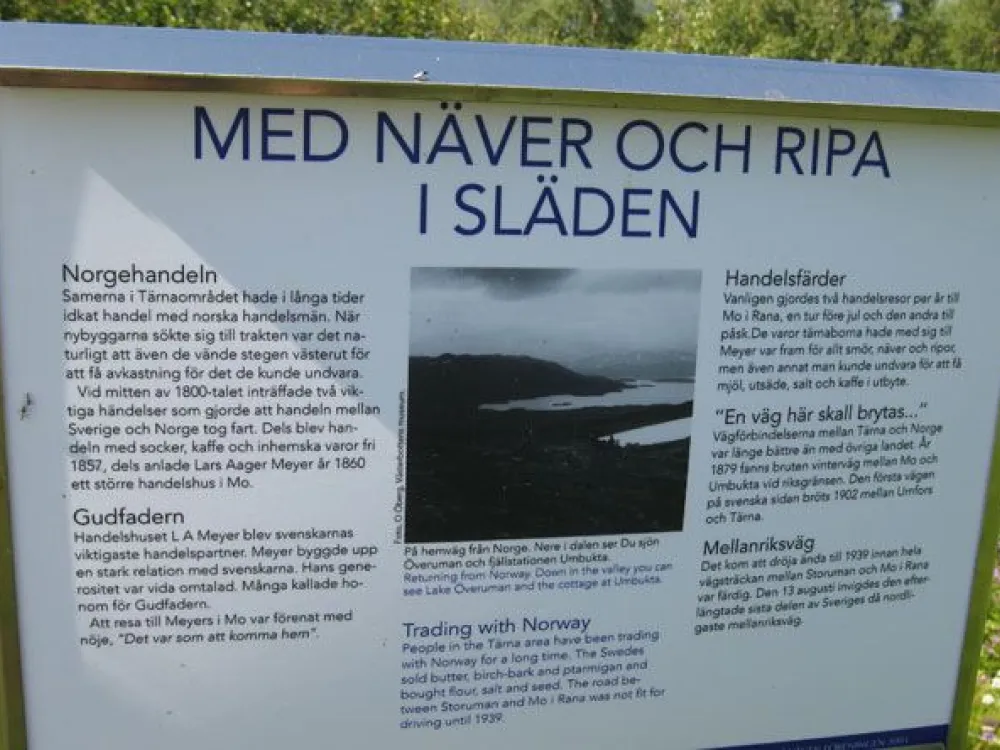 Skylt om Norgehandeln förr i tiden